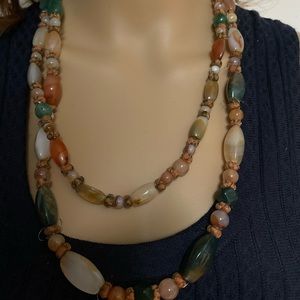 Extremely Long Raw Stone Necklace